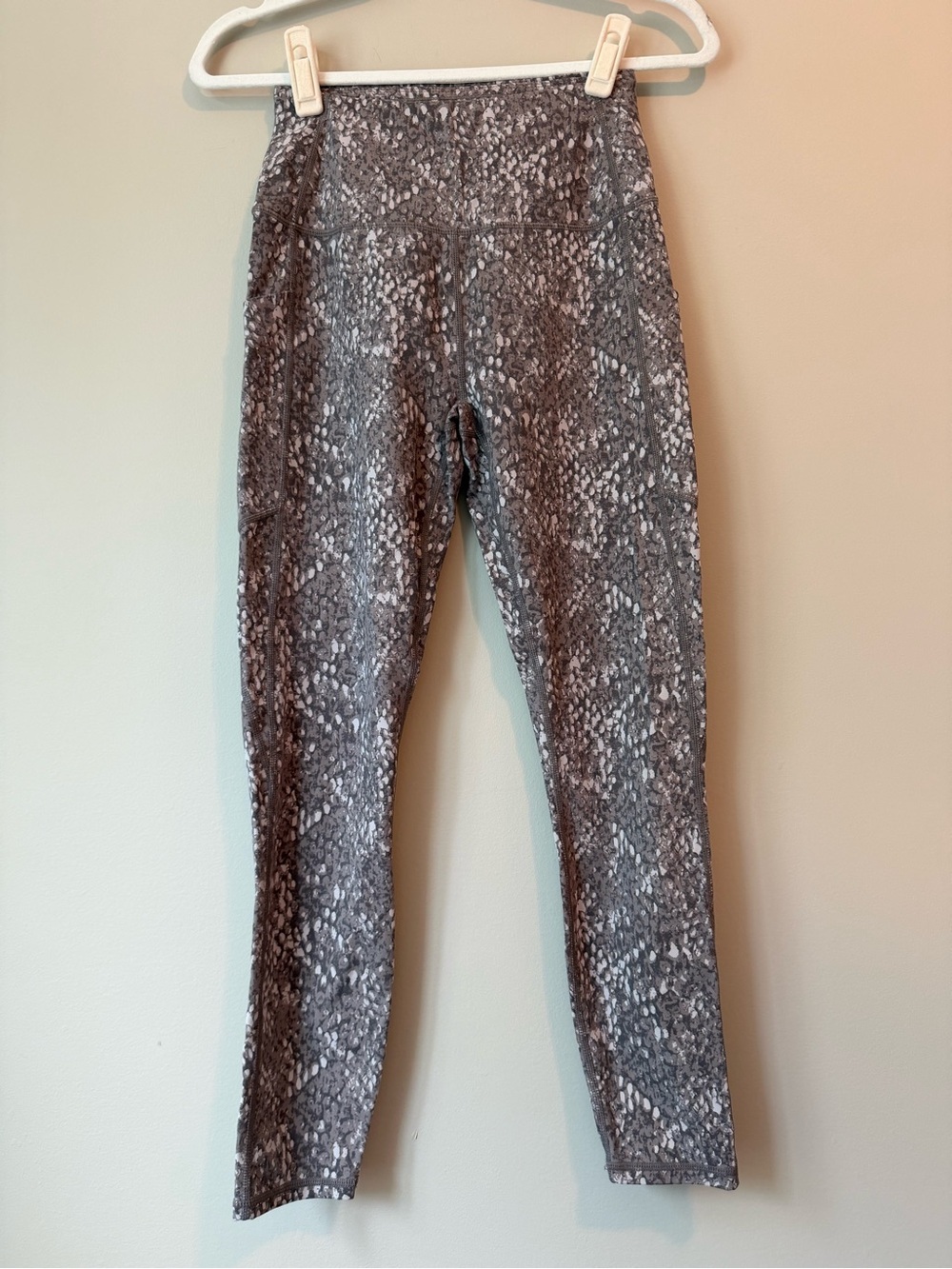 Varley Printed High-Waisted Leggings Grey Animal Print Sz S
